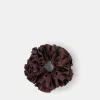 Accessorize Oversized Ruffle Satin Hair Scrunchie Brown