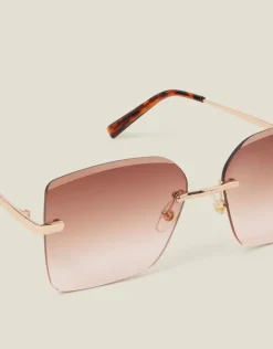 Accessorize Oversized Smokey Lens Rimless Glasses