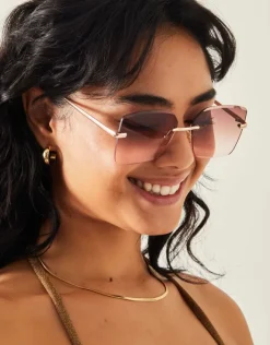Accessorize Oversized Smokey Lens Rimless Glasses