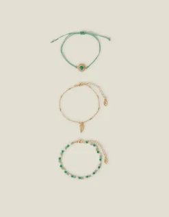 Accessorize 3-Pack Bead Feather Anklets