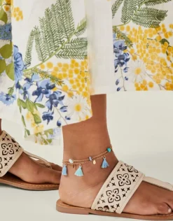 Accessorize 3-pack Bead Tassel Chain Anklets