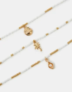Accessorize 3-Pack Beaded Summer Charm Anklets