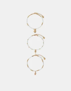 Accessorize 3-Pack Beaded Summer Charm Anklets