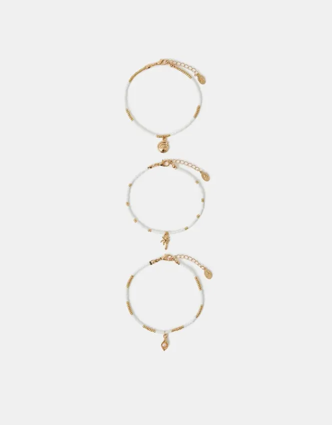 Accessorize 3-Pack Beaded Summer Charm Anklets