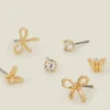 Accessorize 3-Pack Butterfly Bow Stud Earrings