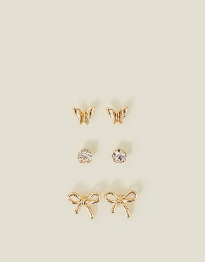 Accessorize 3-Pack Butterfly Bow Stud Earrings