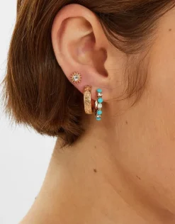 Accessorize 6-Pack Celestial Stud and Hoop Earrings Gold