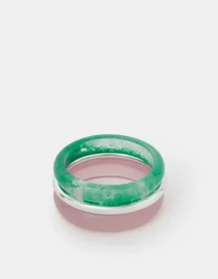 Accessorize 3-Pack Chunky Resin & Metal Bangles