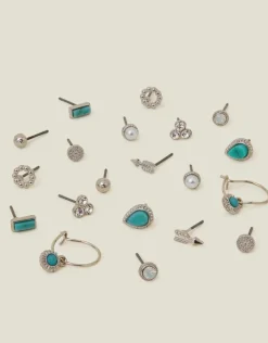Accessorize 10-Pack Crystal Stud and Hoop Earrings
