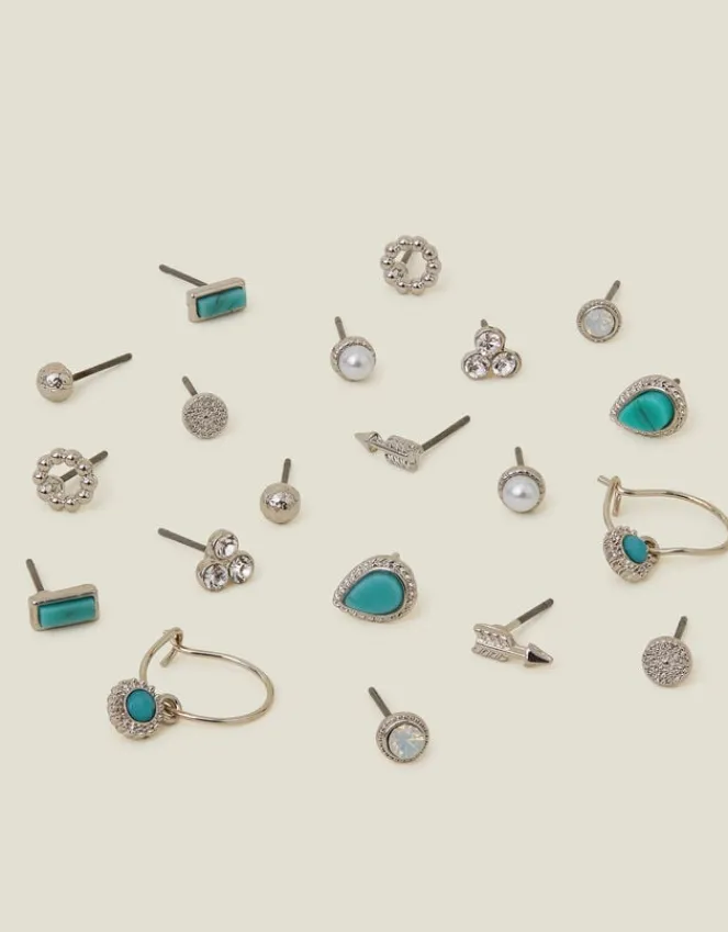 Accessorize 10-Pack Crystal Stud and Hoop Earrings