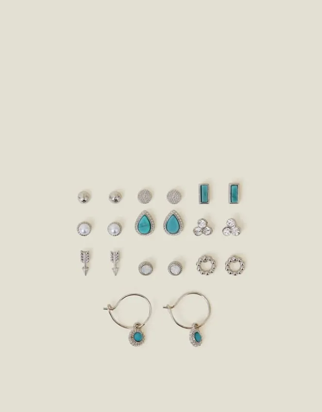 Accessorize 10-Pack Crystal Stud and Hoop Earrings