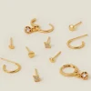 Accessorize 5-Pack 14ct Gold-Plated Earrings Set