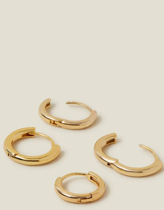Accessorize 2-Pack 14ct Gold-Plated Hoop Earrings