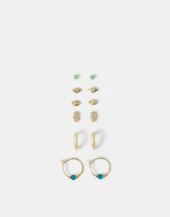 Accessorize 6-Pack 14ct Gold-Plated Stud & Hoop Earrings