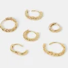 Accessorize 3-Pack 14ct Gold-Plated Twist Clicker Hoop Earrings