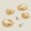 Accessorize 3-Pack Curve Drop Earrings