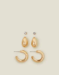 Accessorize 3-Pack Curve Drop Earrings