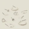 Accessorize 10-Pack Diamante Star Stud and Hoop Earrings