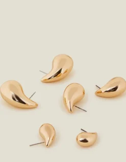 Accessorize 3-Pack Drop Curve Earrings