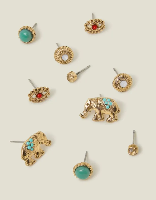 Accessorize 5-Pack Elephant Stud Earrings