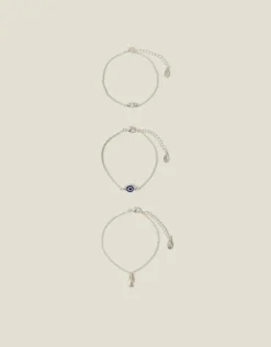Accessorize 3-Pack Evil Eye Charm Anklets