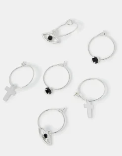 Accessorize 3-Pack Evil Eye Charm Hoop Earrings