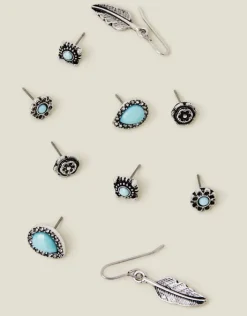 Accessorize 5-Pack Feather Stud Earrings