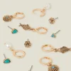 Accessorize 6-Pack Fish Charm Stud and Hoop Earrings