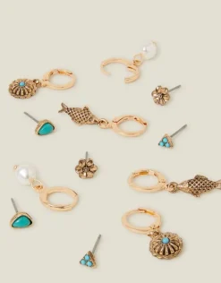 Accessorize 6-Pack Fish Charm Stud and Hoop Earrings