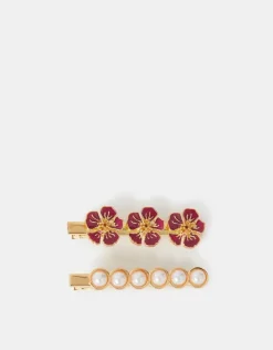 Accessorize 2-Pack Flower & Pearl Hair Clips