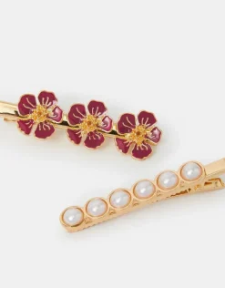 Accessorize 2-Pack Flower & Pearl Hair Clips