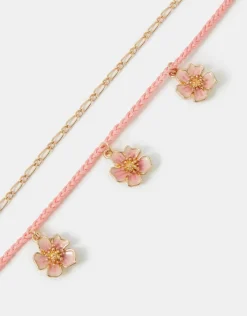 Accessorize 2-Pack Flower Charm Anklets