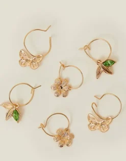 Accessorize 3-Pack Flower Gem Hoop Earrings