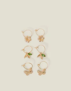 Accessorize 3-Pack Flower Gem Hoop Earrings