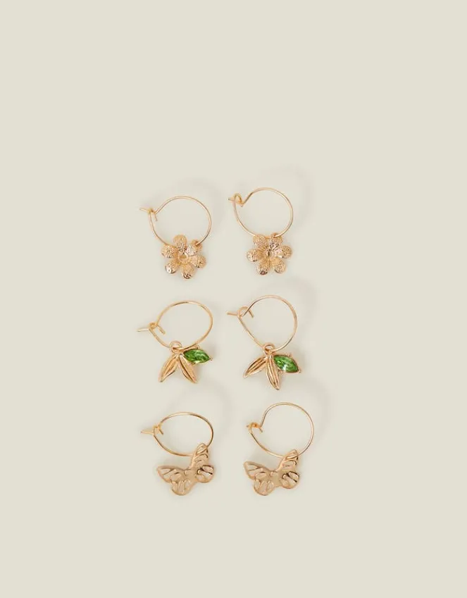 Accessorize 3-Pack Flower Gem Hoop Earrings