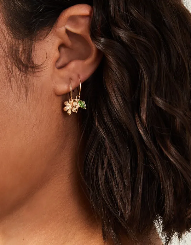 Accessorize 3-Pack Flower Gem Hoop Earrings