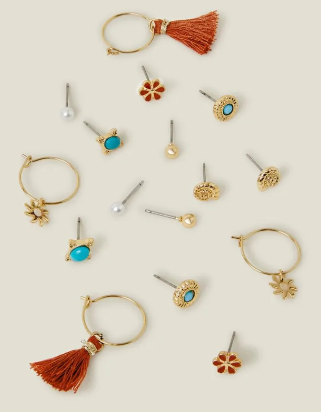 Accessorize 8-Pack Flower Hoop and Stud Earrings