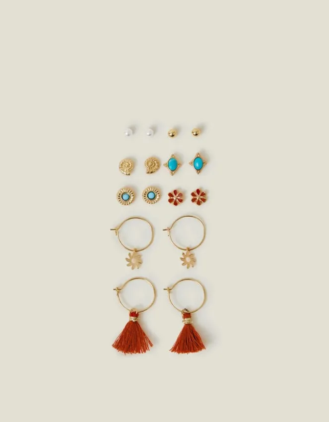 Accessorize 8-Pack Flower Hoop and Stud Earrings