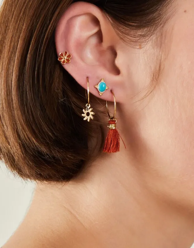 Accessorize 8-Pack Flower Hoop and Stud Earrings