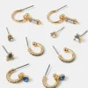 Accessorize 5-Pack Gem Diamante Stud & Hoop Earrings
