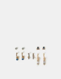 Accessorize 5-Pack Gem Diamante Stud & Hoop Earrings