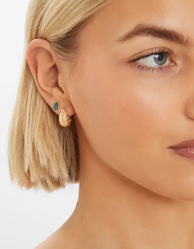 Accessorize 6-Pack Gem Textured Stud and Hoop Earrings