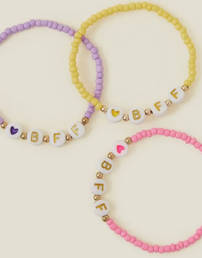 Accessorize 3-Pack Girls BBF Bead Friendship Bracelets
