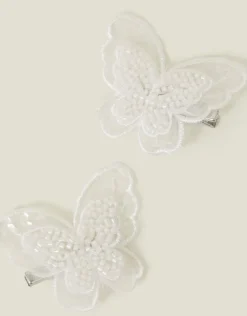 Accessorize 2-Pack Girls Beaded Butterfly Hair Clips