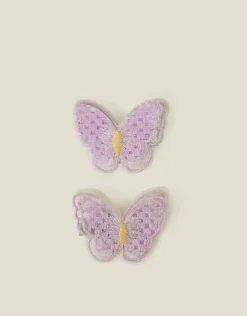 Accessorize 2-Pack Girls Embroidered Butterfly Hair Clips