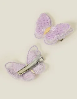 Accessorize 2-Pack Girls Embroidered Butterfly Hair Clips