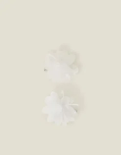 Accessorize 2-Pack Girls Glitter Corsage Hair Clips Ivory