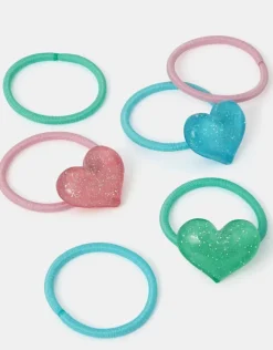 Accessorize 6-Pack Girls Glitter Heart Hair Bands