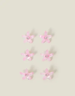 Accessorize 6-Pack Girls Mini Gem Flower Hair Clips