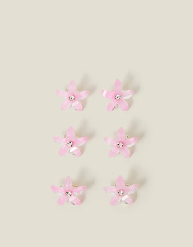Accessorize 6-Pack Girls Mini Gem Flower Hair Clips